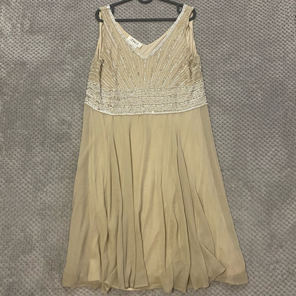 JKARA Beaded A-Line Chiffon Dress